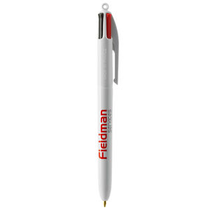 Stylo BIC® publicitaire | 4 couleurs bille avec tour de cou | KelCom Blanc Blanc 4