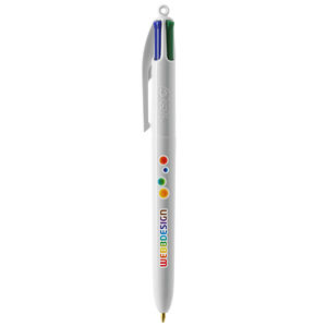 Stylo BIC® publicitaire | 4 couleurs bille avec tour de cou | KelCom Blanc Blanc 5