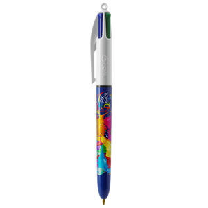 Stylo BIC® publicitaire | 4 couleurs bille avec tour de cou | KelCom Blanc Bleu marine