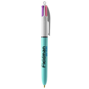 Stylo BIC® publicitaire | 4 couleurs Fashion bille avec tour de cou | KelCom Blanc Bleu clair 3