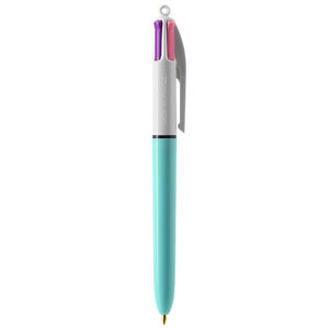 Stylo BIC® publicitaire | 4 couleurs Fashion bille avec tour de cou | KelCom Blanc Bleu clair 4