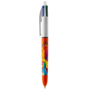 Stylo BIC® publicitaire | 4 couleurs Fine bille avec tour de cou | KelCom Blanc Orange