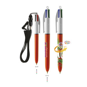 Stylo BIC® publicitaire | 4 couleurs Fine bille avec tour de cou | KelCom Blanc Orange 11