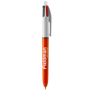 Stylo BIC® publicitaire | 4 couleurs Fine bille avec tour de cou | KelCom Blanc Orange 3