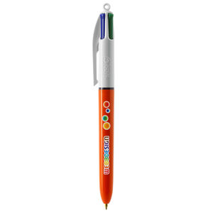 Stylo BIC® publicitaire | 4 couleurs Fine bille avec tour de cou | KelCom Blanc Orange 4