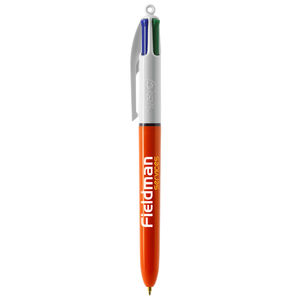 Stylo BIC® publicitaire | 4 couleurs Fine bille avec tour de cou | KelCom Blanc Orange 5