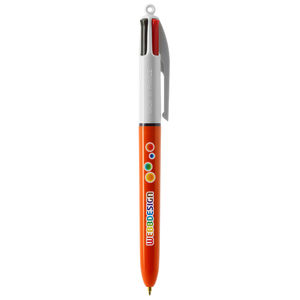 Stylo BIC® publicitaire | 4 couleurs Fine bille avec tour de cou | KelCom Blanc Orange 6