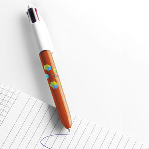 Stylo BIC® publicitaire | 4 couleurs Fine bille avec tour de cou | KelCom Blanc Orange 8