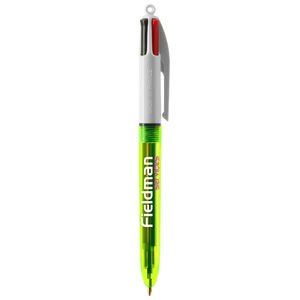 Stylo BIC® publicitaire | 4 couleurs Fluo Bille avec tour de cou | KelCom Jaune clear 2