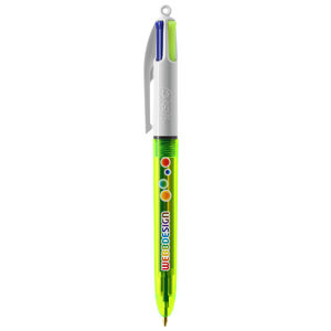 Stylo BIC® publicitaire | 4 couleurs Fluo Bille avec tour de cou | KelCom Jaune clear 3