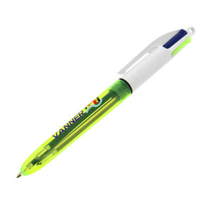 Stylo BIC® publicitaire | 4 couleurs Fluo Bille avec tour de cou | KelCom Jaune clear 5