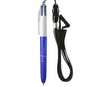 Stylo BIC® publicitaire | 4 couleurs Glacé avec tour de cou | KelCom Blue glacé White 4