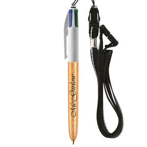 Stylo BIC® publicitaire | 4 couleurs Glacé avec tour de cou | KelCom Granite glacé White 2