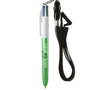 Stylo BIC® publicitaire | 4 couleurs Glacé avec tour de cou | KelCom Green glacé White 2