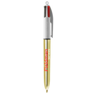 Stylo BIC® publicitaire | 4 couleurs Shine bille avec tour de cou | KelCom Blanc Or 2