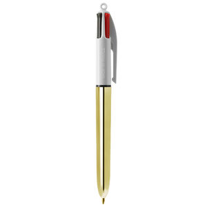 Stylo BIC® publicitaire | 4 couleurs Shine bille avec tour de cou | KelCom Blanc Or 5