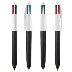 Stylo BIC® publicitaire | 4 couleurs Soft avec tour de cou | KelCom White Black Soft 5