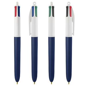 Stylo BIC® publicitaire | 4 couleurs Soft avec tour de cou | KelCom White Navy Blue Soft 4