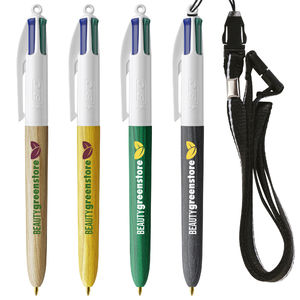 Stylo BIC® publicitaire | 4 couleurs Wood Style avec tour de cou | KelCom