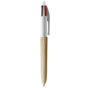 Stylo bille publicitaire BIC® 4 couleurs Wood Style - Cadoétik