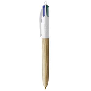 Stylo BIC® publicitaire | 4 couleurs Wood Style | KelCom White Natural Wood 4