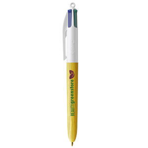 Stylo BIC® publicitaire | 4 couleurs Wood Style | KelCom White Yellow Wood