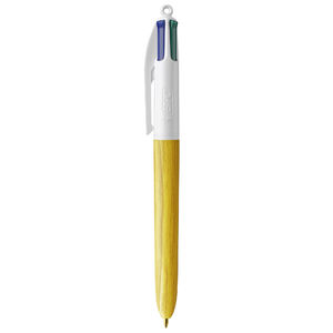 Stylo BIC® publicitaire | 4 couleurs Wood Style | KelCom White Yellow Wood 4