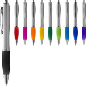 Stylo bille argenté et grip coloré Nash | Stylo publicitaire | KelCom Argent