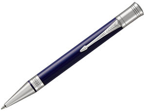 Stylo bille publicitaire | Parker® : Duofold Premium | KelCom Bleu Argent 1